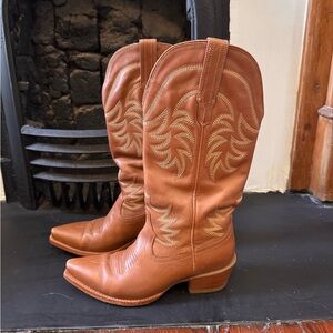 Tecovas Women's Chestnut Brown Western Embroidered Boots